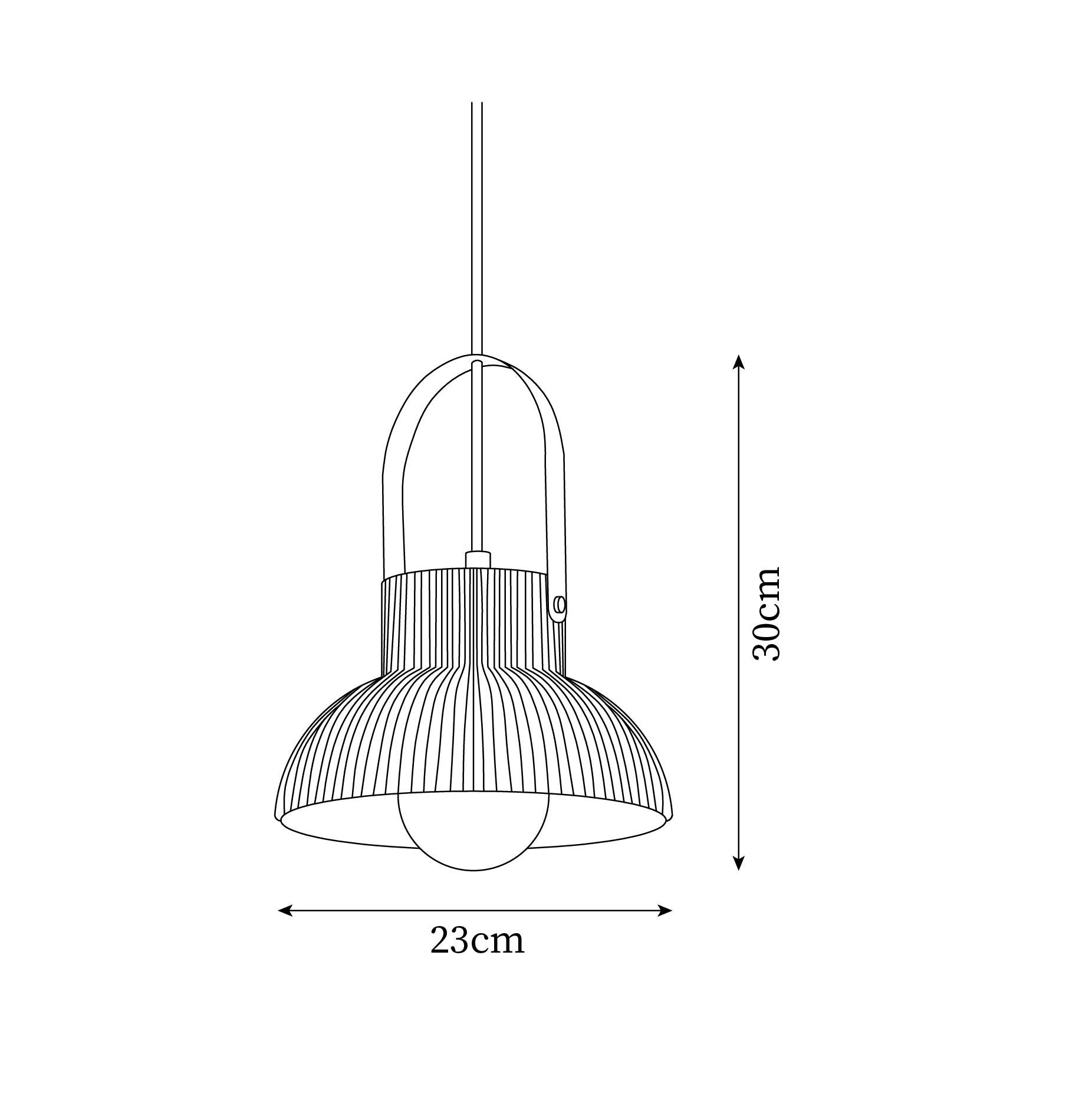Pendant Lamp Ribbed White Ceramic with Brass Handle