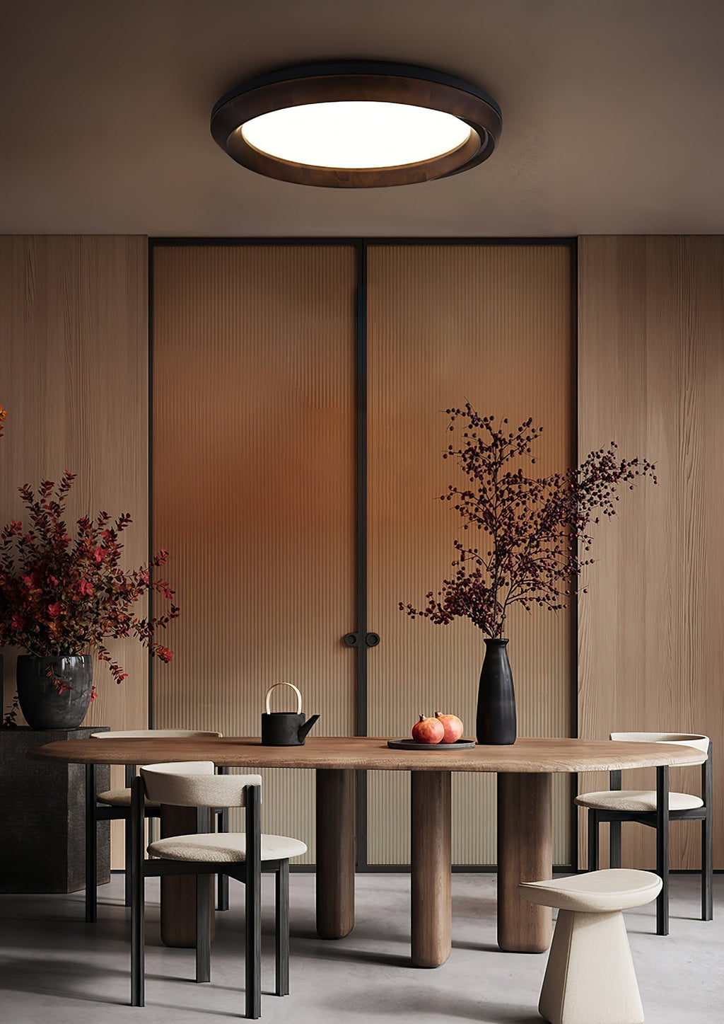 Aurdoreth Modern Minimalist Ripple Wood Ceiling Light