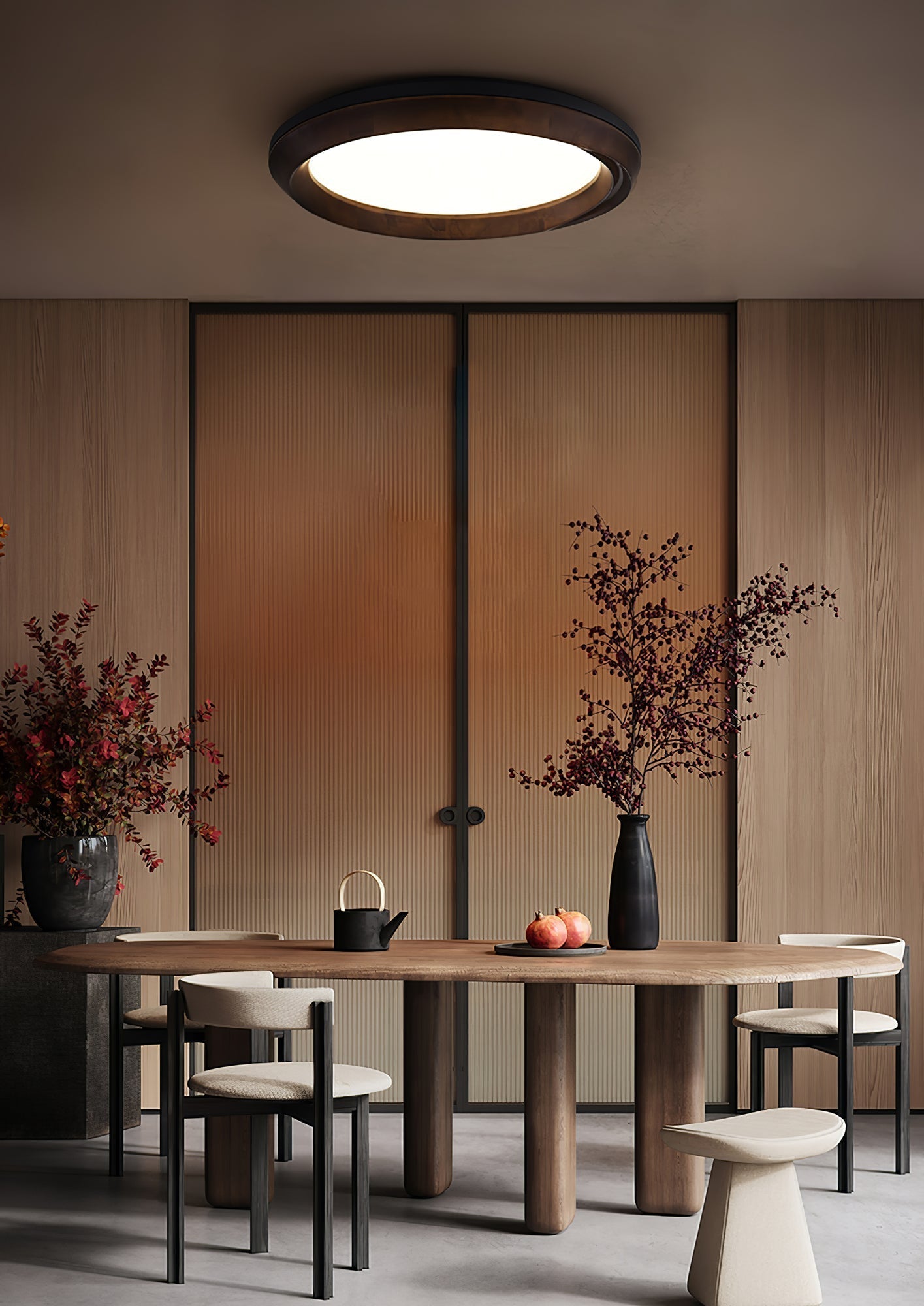 Aurdoreth Modern Minimalist Ripple Wood Ceiling Light