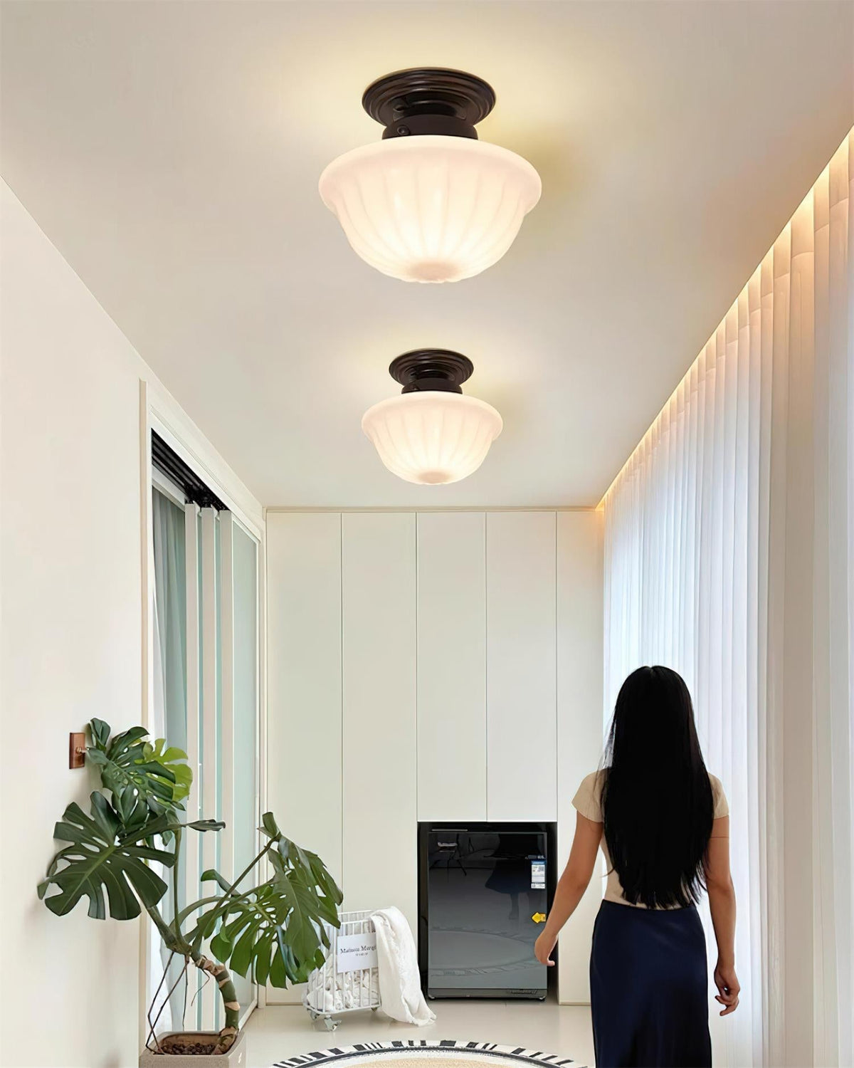Evola Vintage Opal Glass Ceiling Light