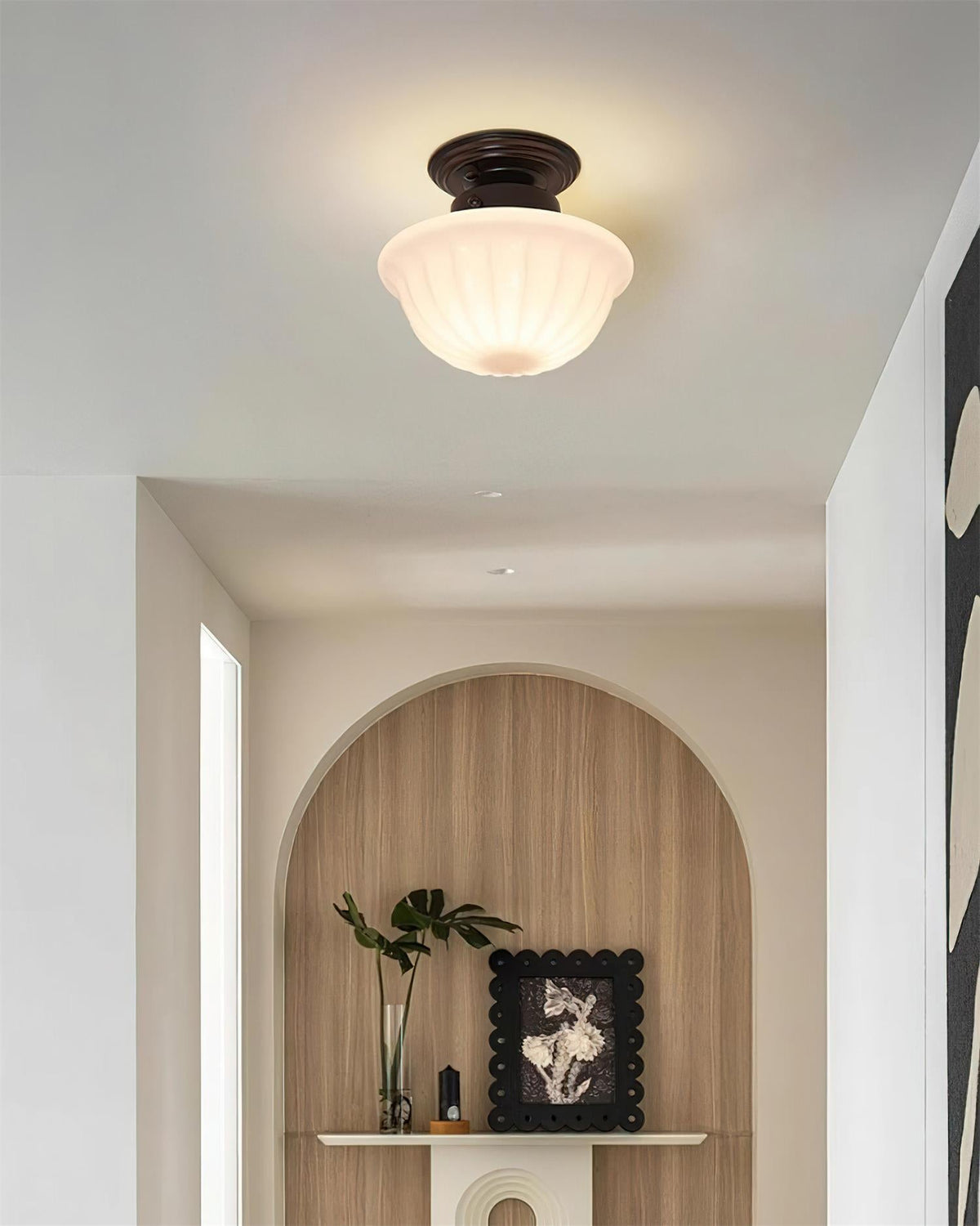 Evola Vintage Opal Glass Ceiling Light