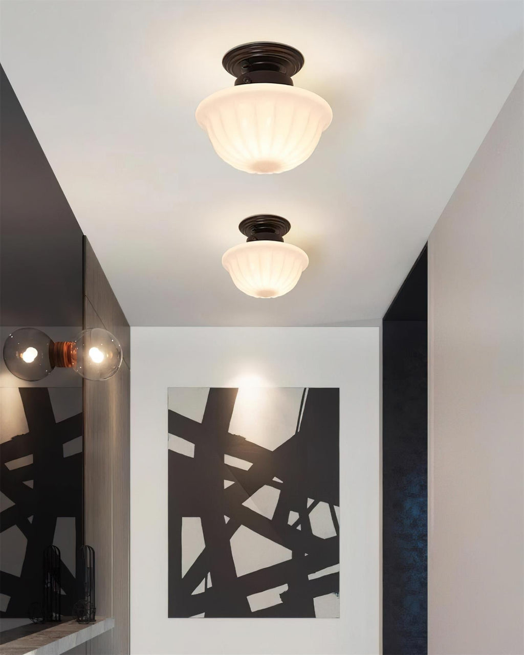 Evola Vintage Opal Glass Ceiling Light