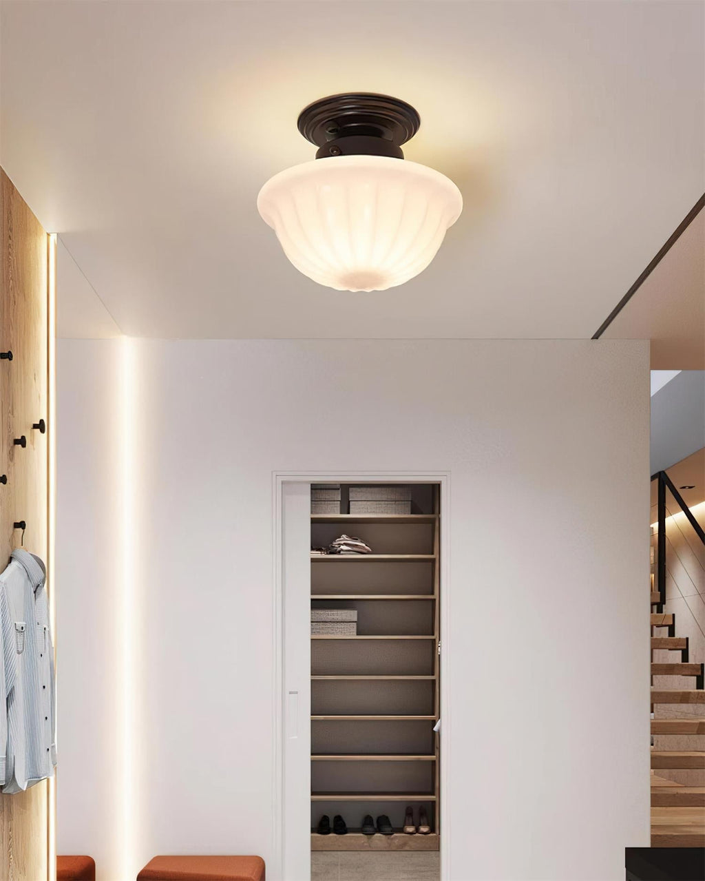 Evola Vintage Opal Glass Ceiling Light