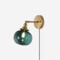 Baroque Wall Lamp Plug-In Smoke Glass Shade Brass  Industrial