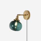 Baroque Wall Lamp Plug-In Smoke Glass Shade Brass  Industrial