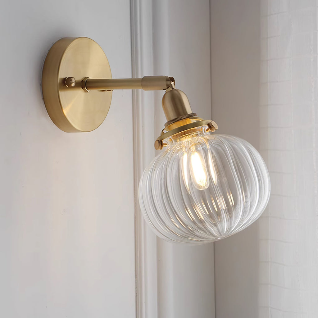 Baroque Wall Lamp Plug-In Smoke Glass Shade Brass  Industrial