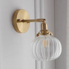 Baroque Wall Lamp Plug-In Smoke Glass Shade Brass  Industrial