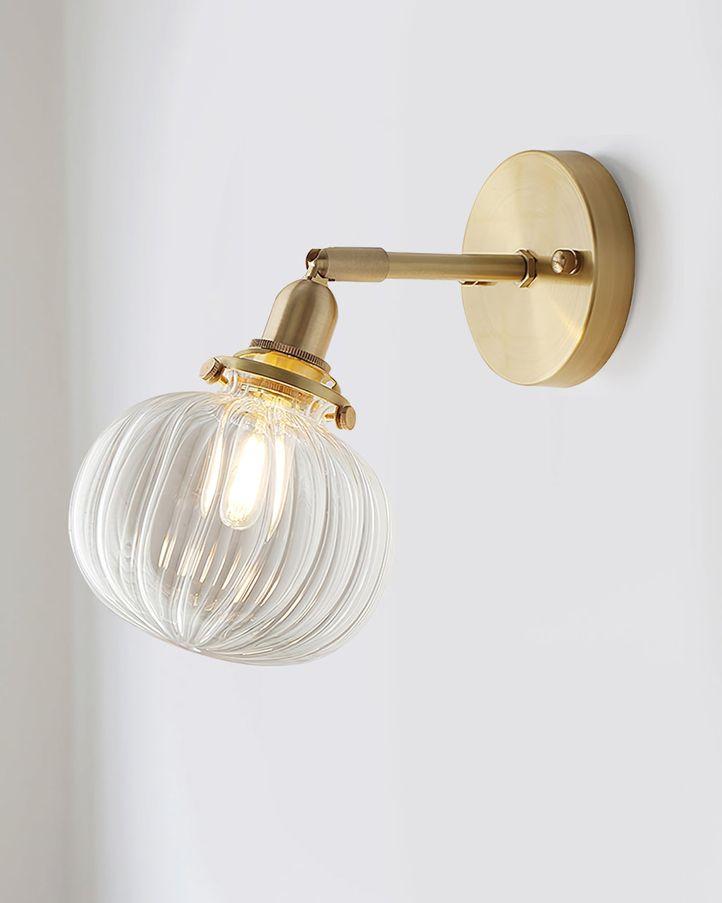 Baroque Wall Lamp Plug-In Smoke Glass Shade Brass  Industrial
