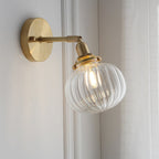Baroque Wall Lamp Plug-In Smoke Glass Shade Brass  Industrial