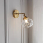 Baroque Wall Lamp Plug-In Smoke Glass Shade Brass  Industrial