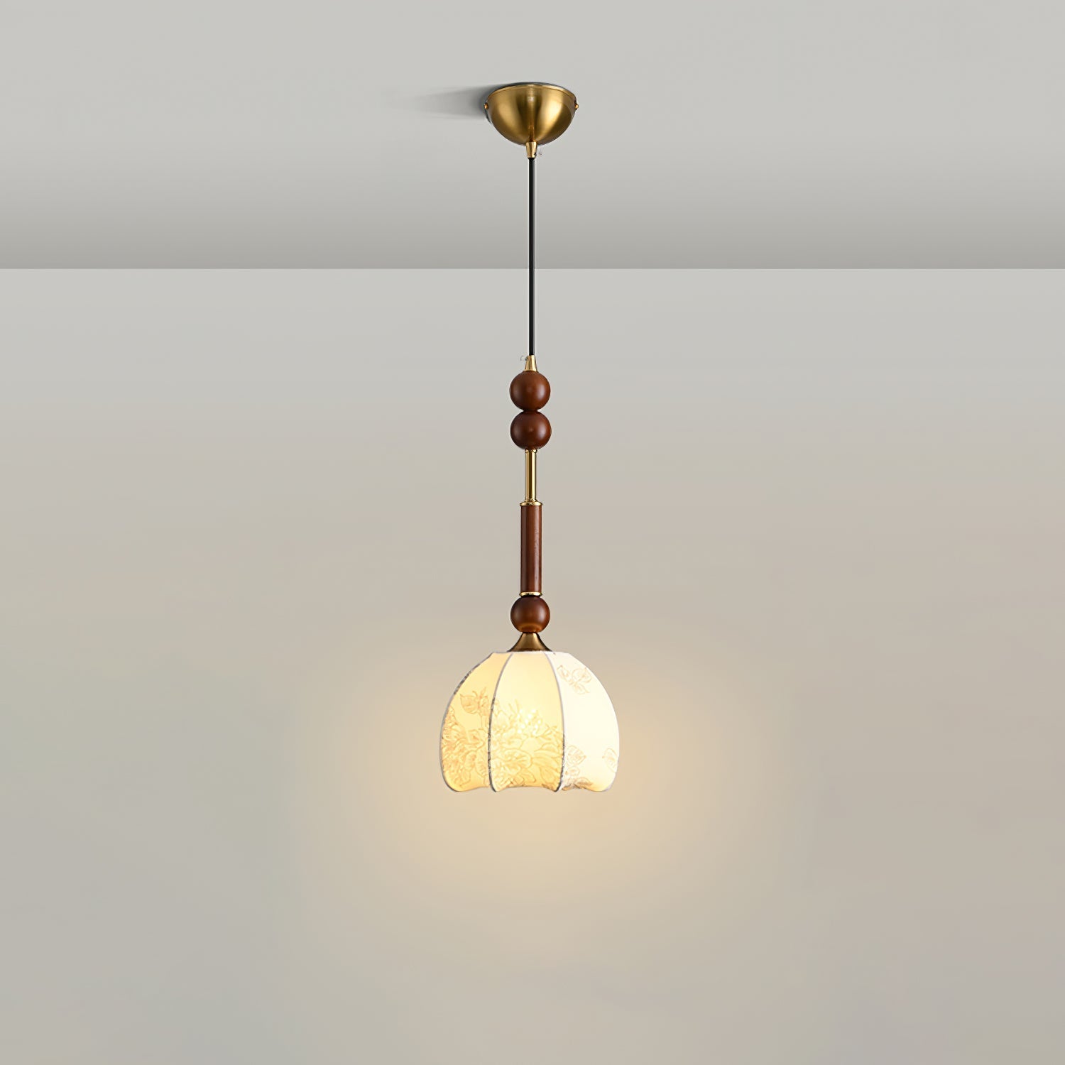 AmberGlow Vintage Wood Pendant Lamp