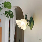 Wall Lamp Vintage Floral Glass Shade for Bedroom and Living Room