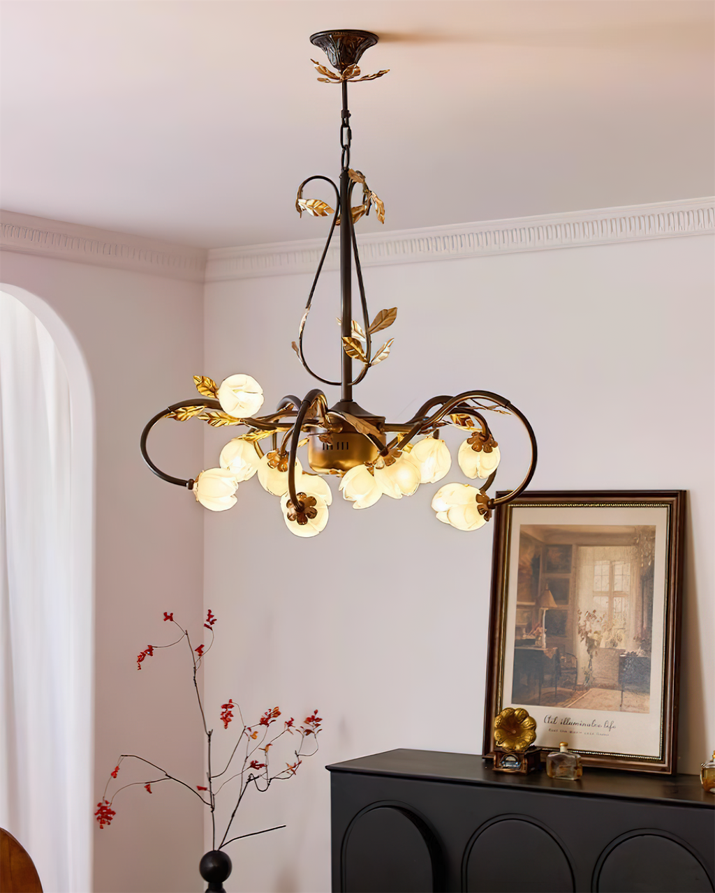 Giulia Chandelier Floral Glass Romantic Elegance