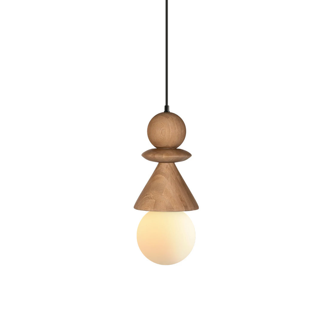 Aphais Modern Minimalist Rook Wooden Glass Pendant Lamp
