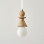 Aphais Modern Minimalist Rook Wooden Glass Pendant Lamp