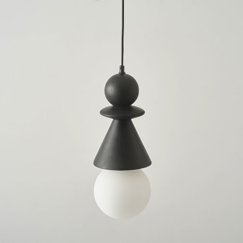 Aphais Modern Minimalist Rook Wooden Glass Pendant Lamp