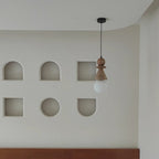 Aphais Modern Minimalist Rook Wooden Glass Pendant Lamp