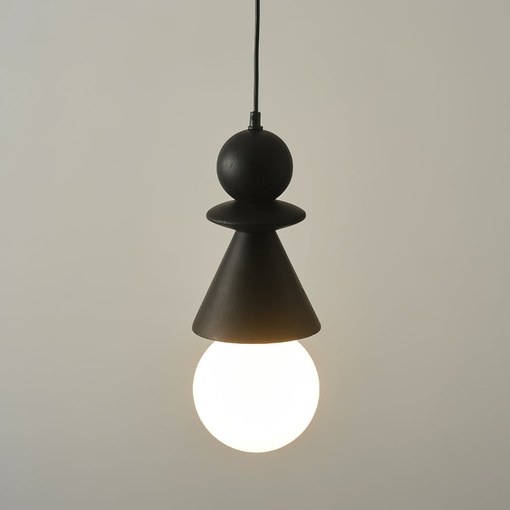 Aphais Modern Minimalist Rook Wooden Glass Pendant Lamp