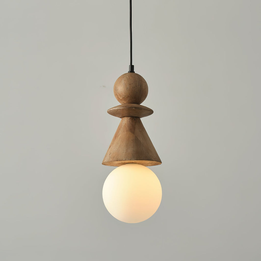 Aphais Modern Minimalist Rook Wooden Glass Pendant Lamp