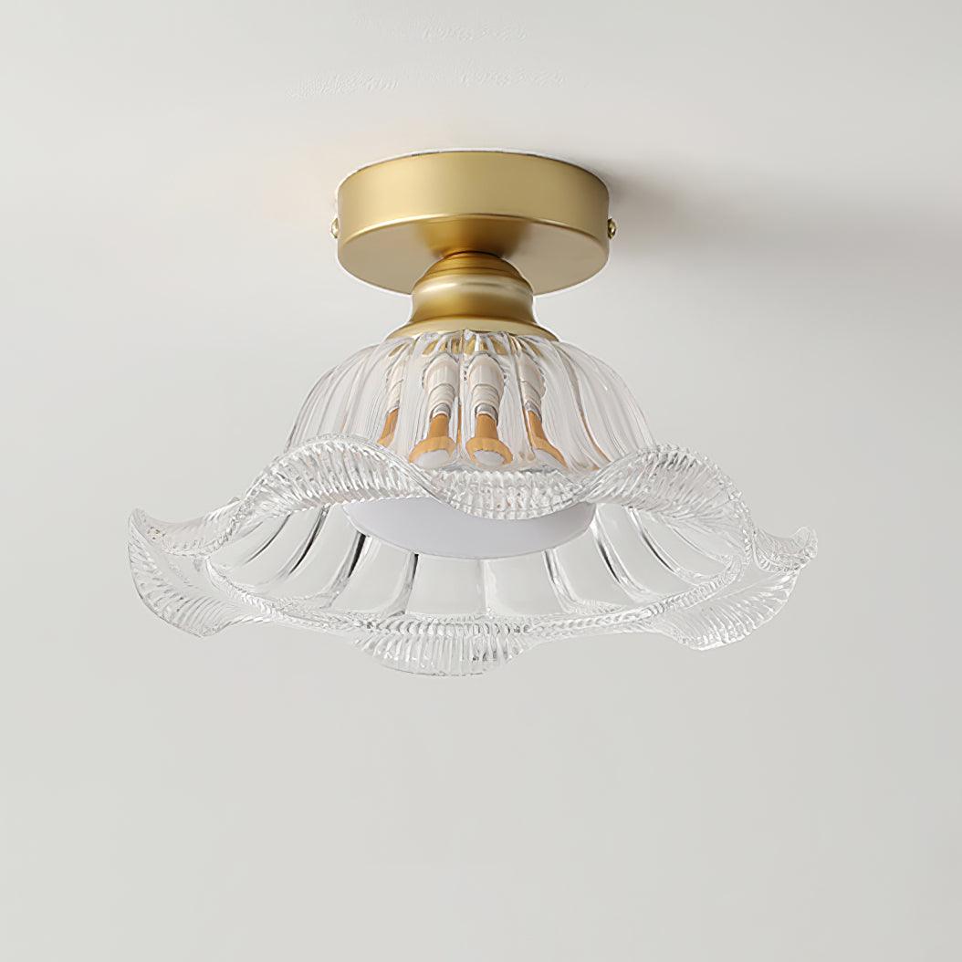 Rosa Glass Ceiling Lamp Brass Trim Elegant