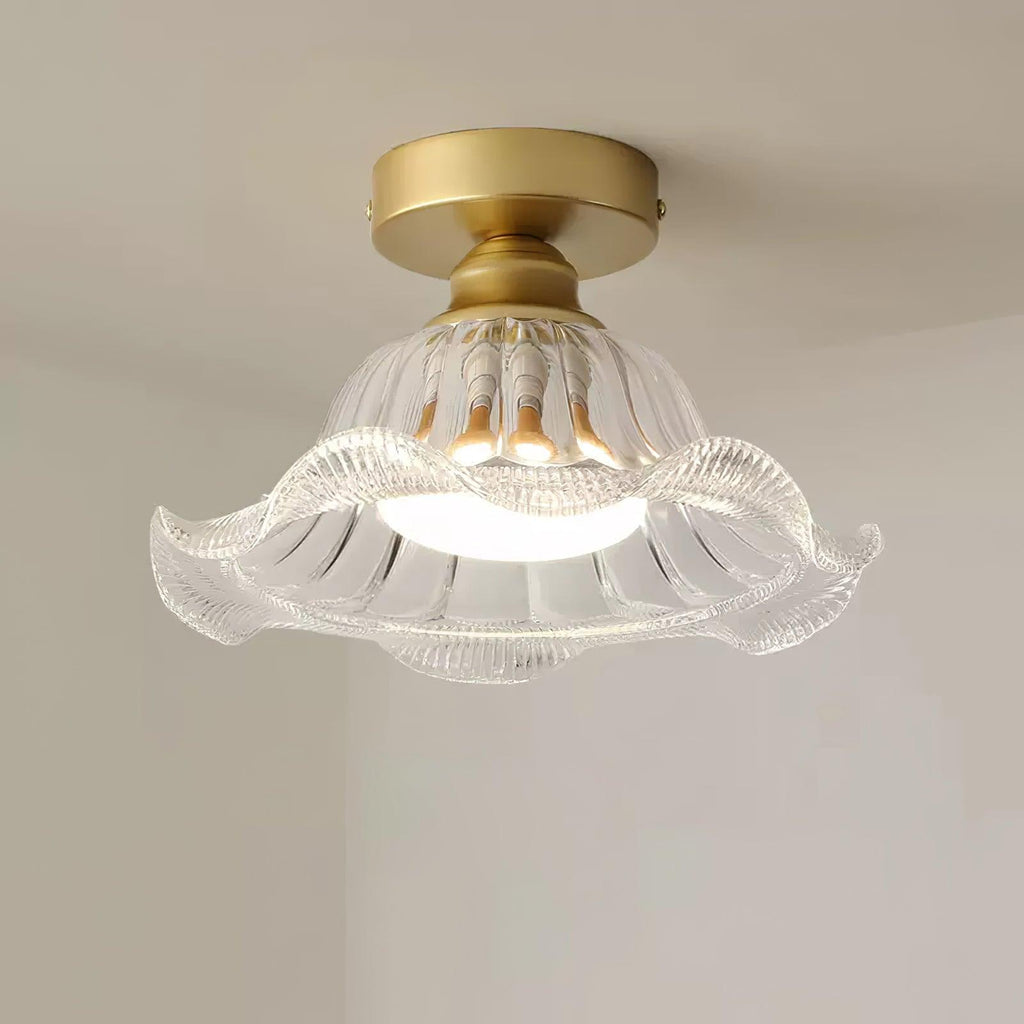 Rosa Glass Ceiling Lamp Brass Trim Elegant