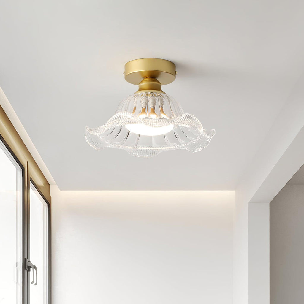 Rosa Glass Ceiling Lamp Brass Trim Elegant