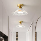 Rosa Glass Ceiling Lamp Brass Trim Elegant