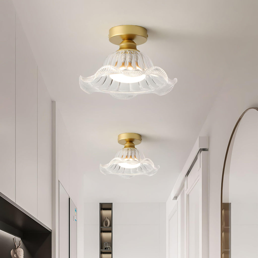 Rosa Ceiling Lamp Glass Ruffled Shade Modern Bedroom