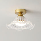 Rosa Glass Ceiling Lamp Brass Trim Elegant