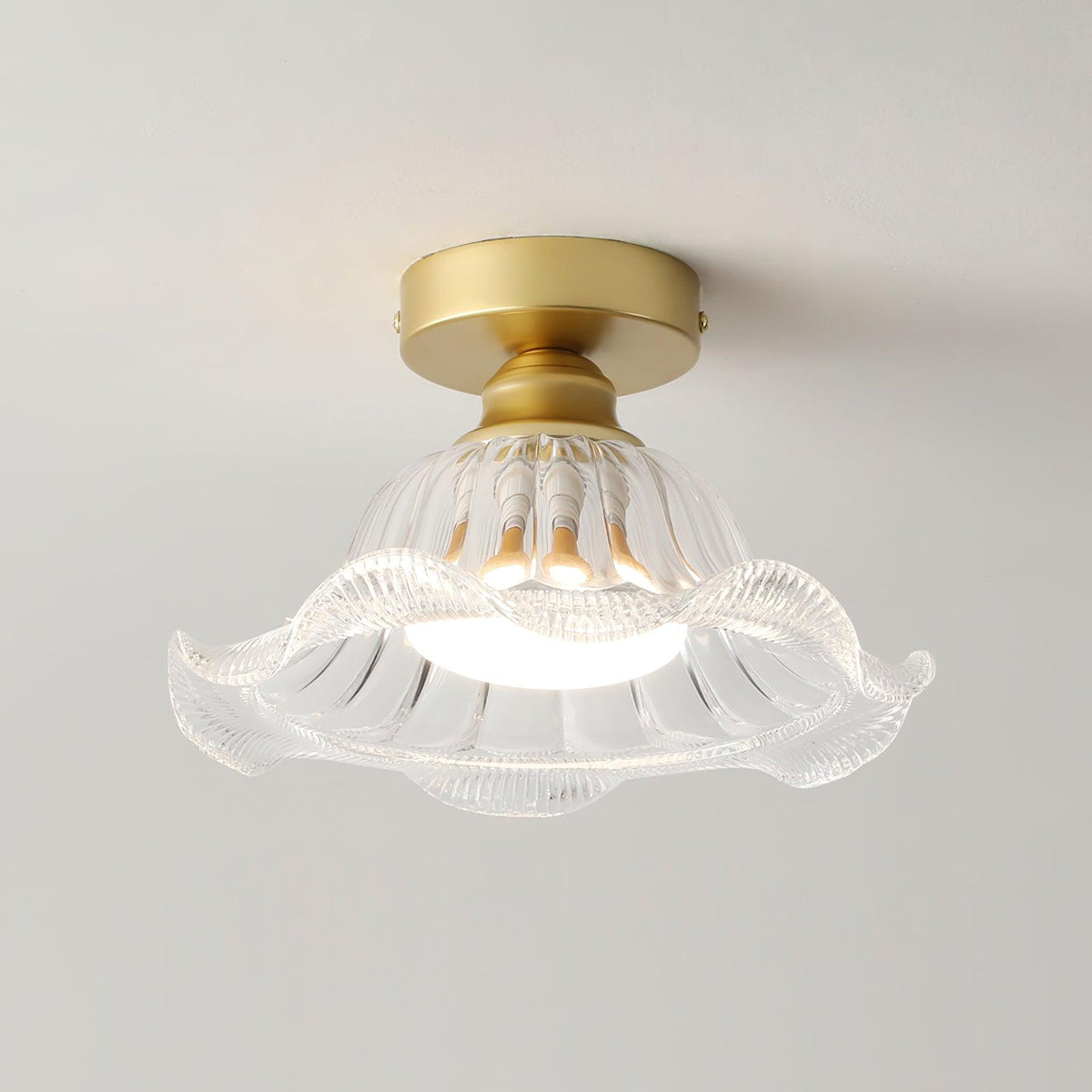 Rosa Glass Ceiling Lamp Brass Trim Elegant