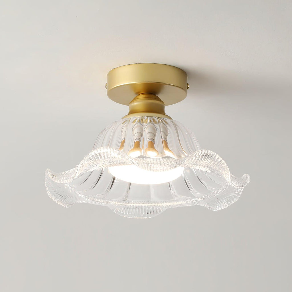 Rosa Ceiling Lamp Glass Ruffled Shade Modern Bedroom