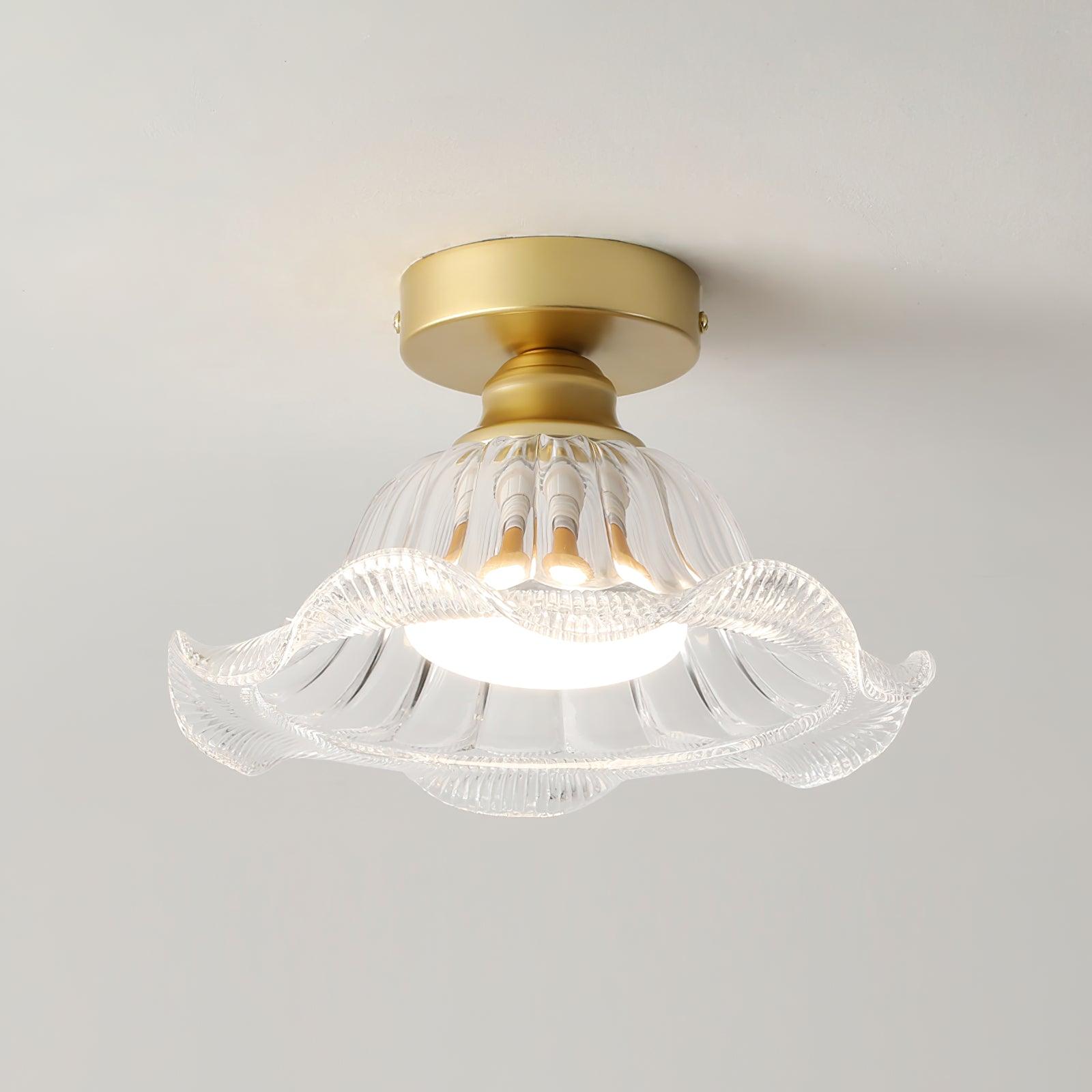 Rosa Ceiling Lamp Glass Ruffled Shade Modern Bedroom