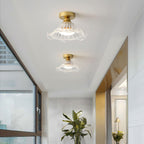 Rosa Glass Ceiling Lamp Brass Trim Elegant