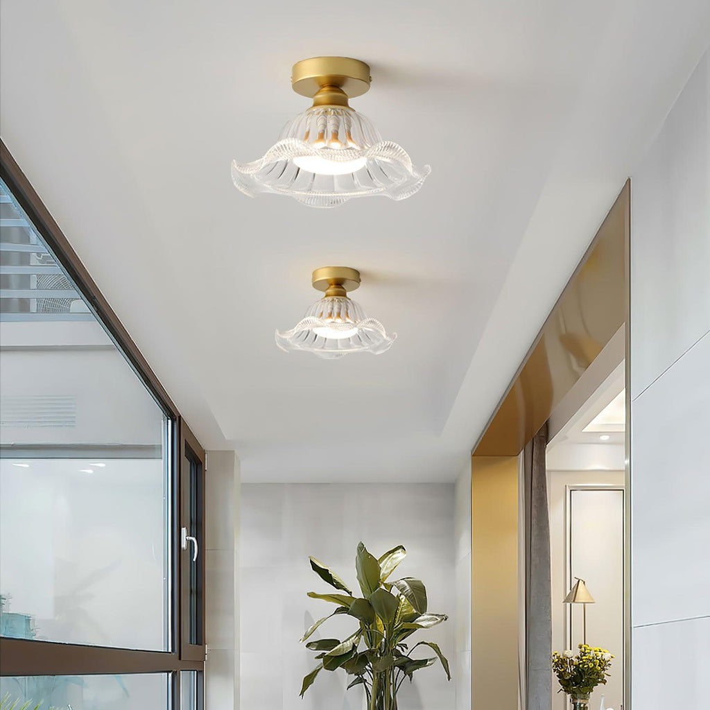 Rosa Ceiling Lamp Glass Ruffled Shade Modern Bedroom