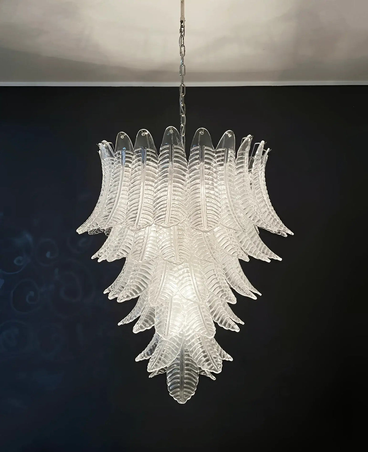 Aurora Chandelier Clear Glass Leaf Cascading Elegant