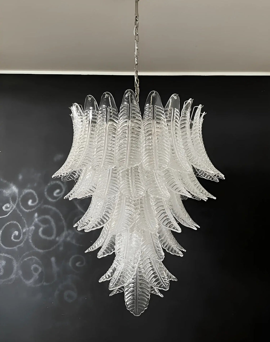 Aurora Chandelier Clear Glass Leaf Cascading Elegant