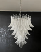 Aurora Chandelier Clear Glass Leaf Cascading Elegant