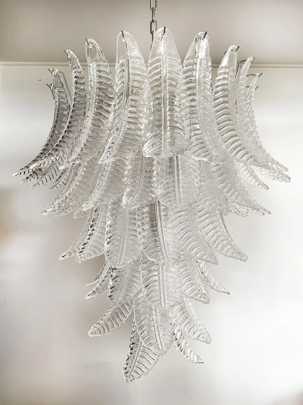 Aurora Chandelier Clear Glass Leaf Cascading Elegant