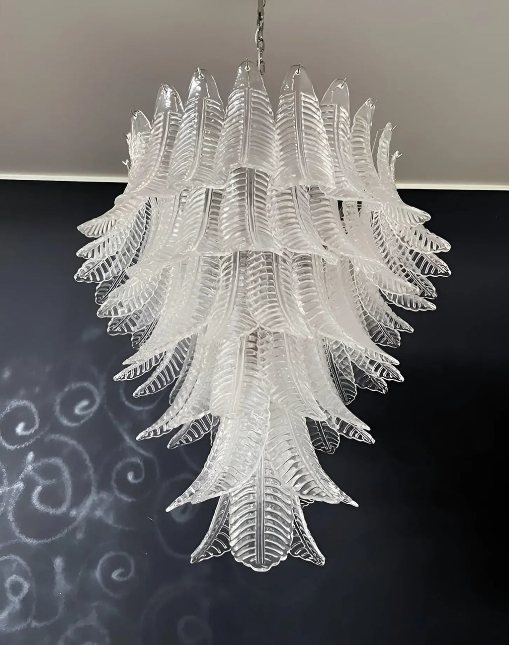Aurora Chandelier Clear Glass Leaf Cascading Elegant