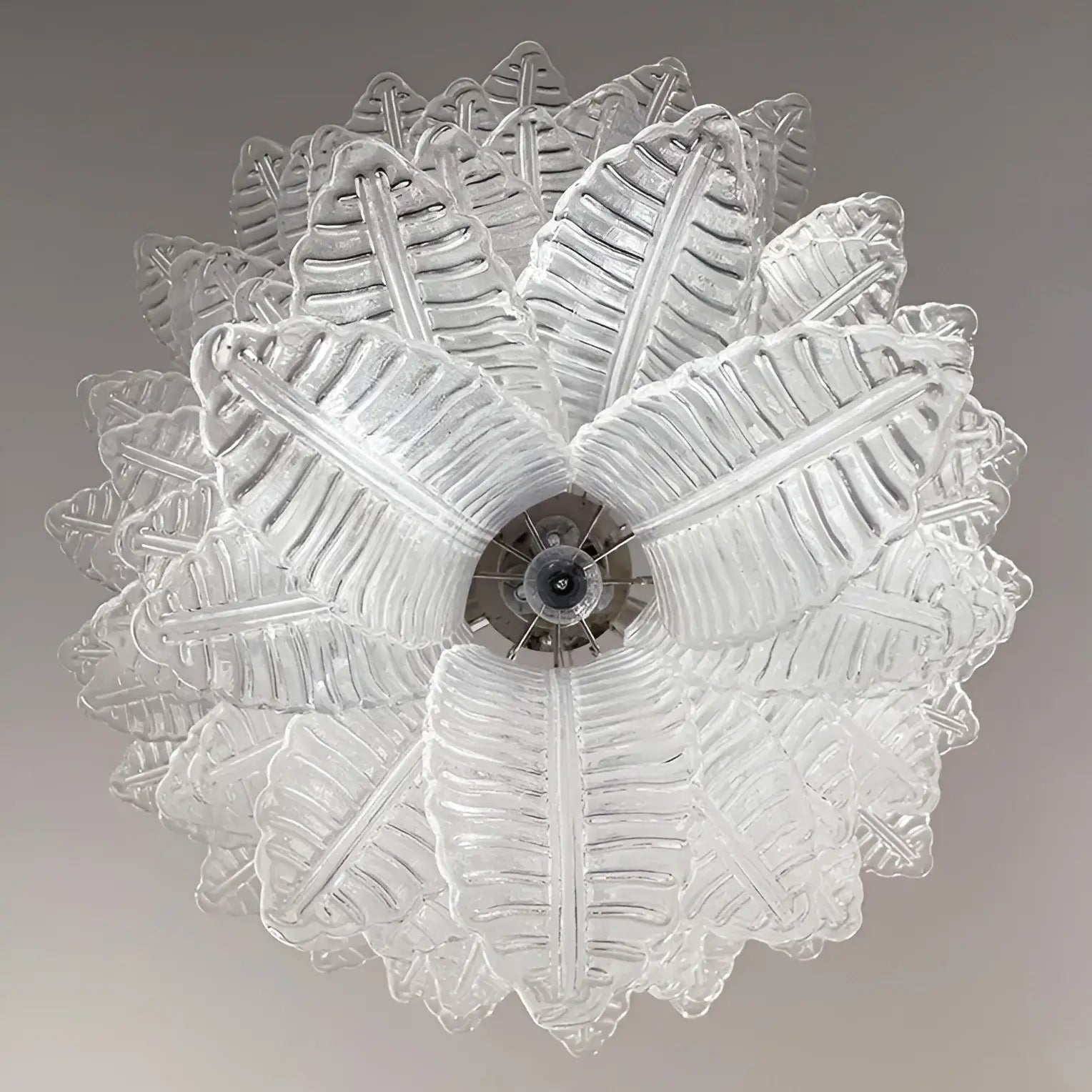 Aurora Chandelier Clear Glass Leaf Cascading Elegant