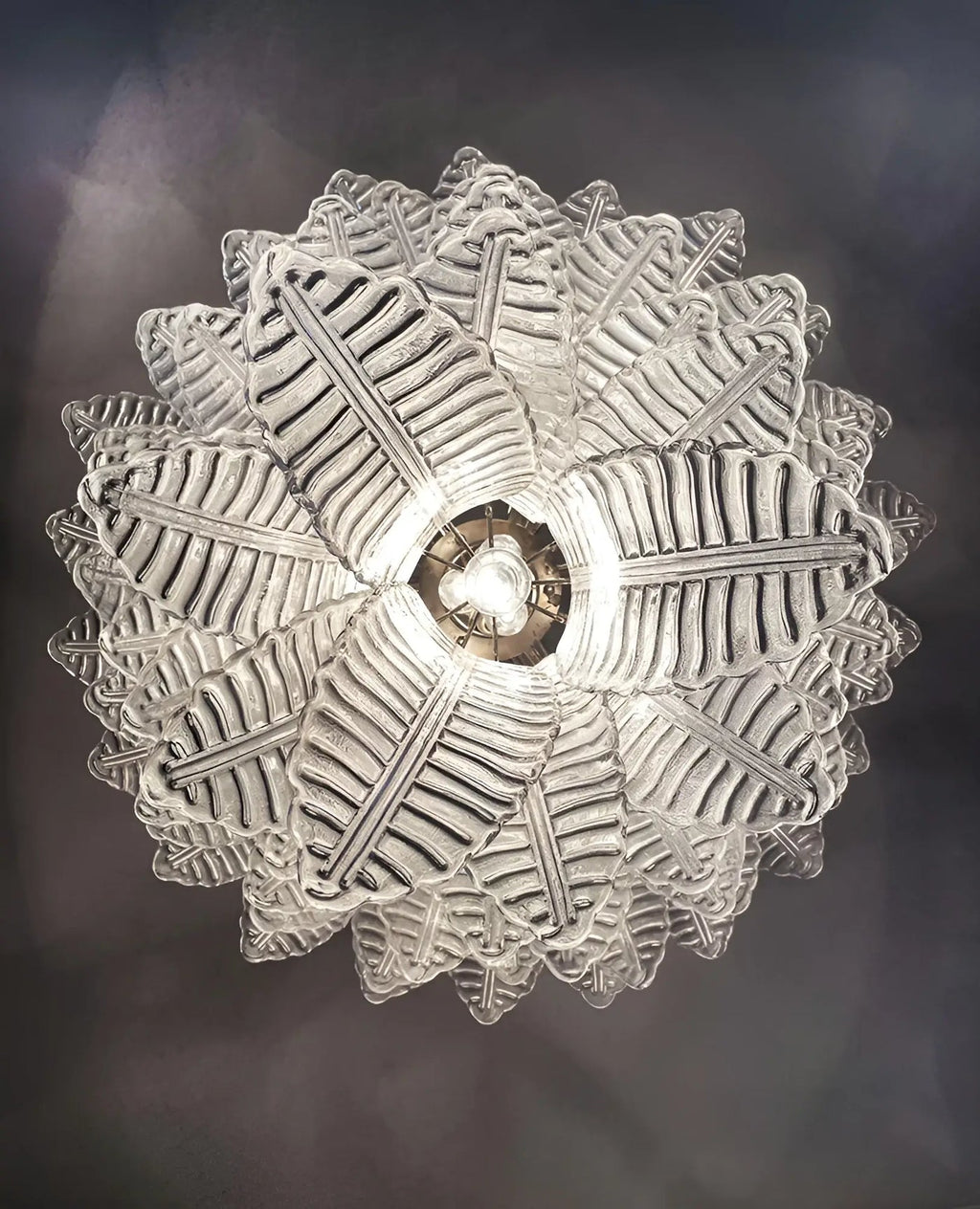 Aurora Chandelier Clear Glass Leaf Cascading Elegant