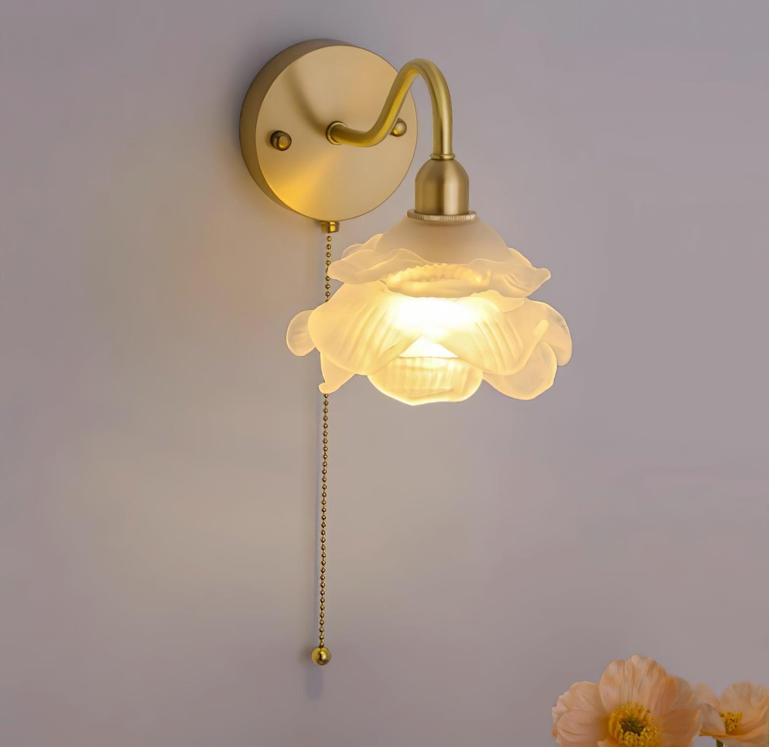 Cove Nordic Art Rose Brass Glass Wall Light