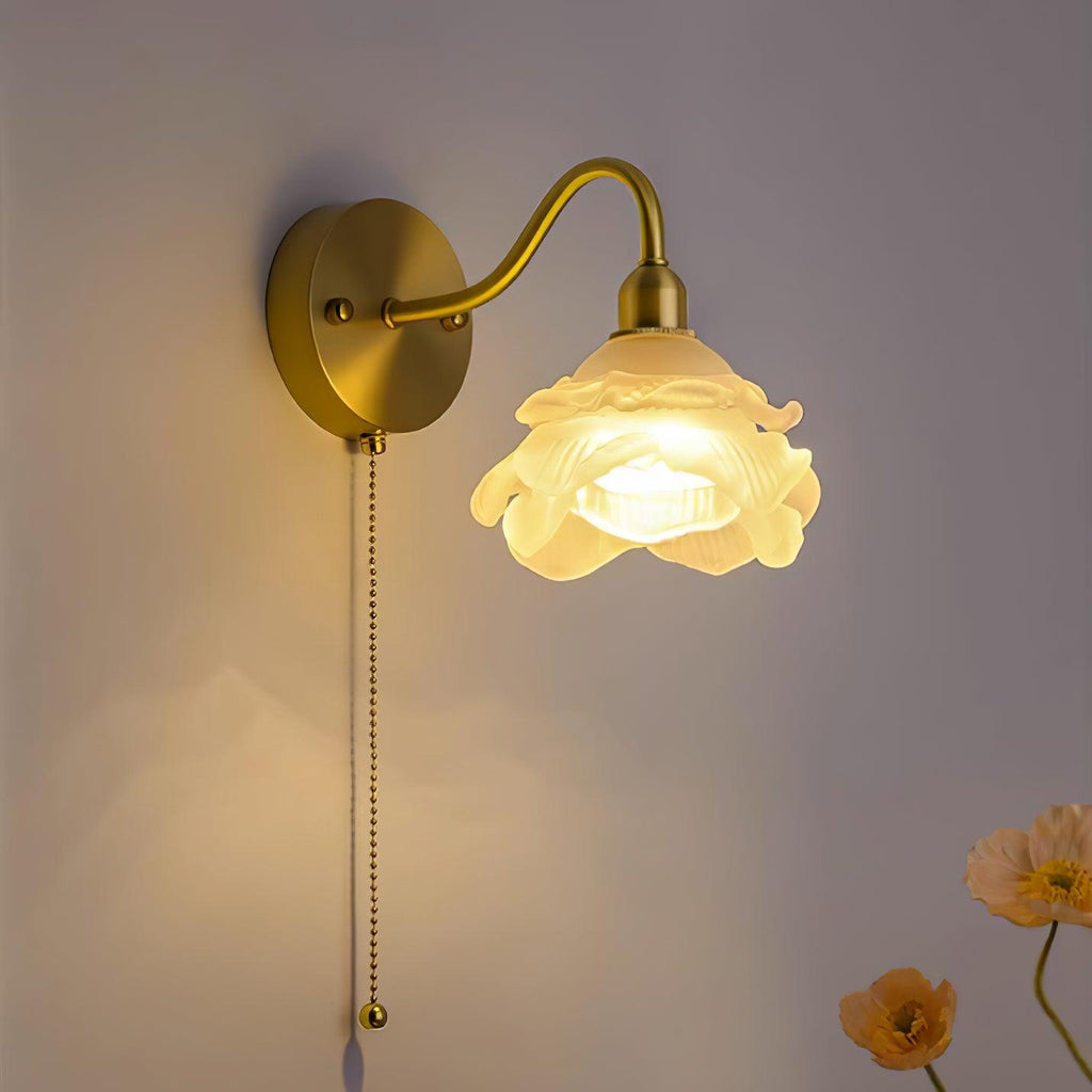 Cove Nordic Art Rose Brass Glass Wall Light