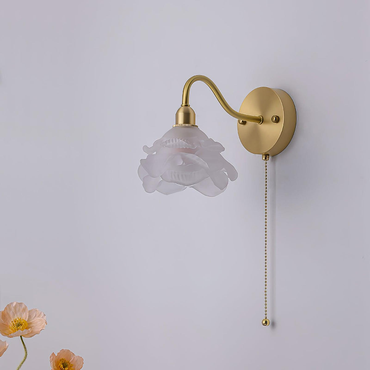 Cove Nordic Art Rose Brass Glass Wall Light
