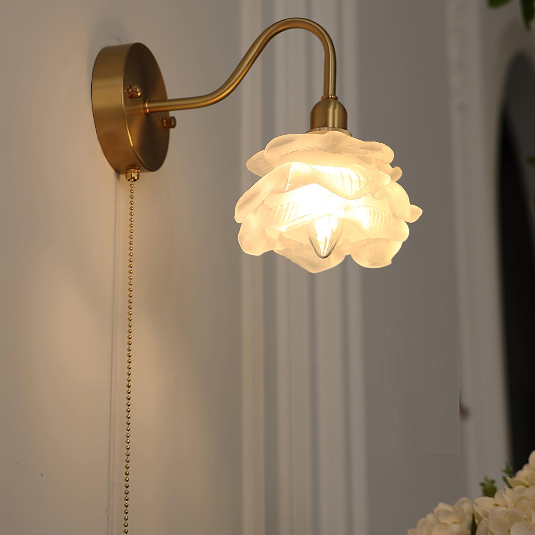 Cove Nordic Art Rose Brass Glass Wall Light