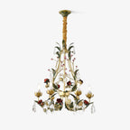 Lustra Chandelier Brass Floral Rose Crystal Candle
