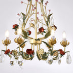 Lustra Chandelier Brass Floral Rose Crystal Candle