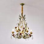 Lustra Chandelier Brass Floral Rose Crystal Candle