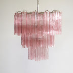 Aurora Chandelier Pink Glass Tubes Layered Modern