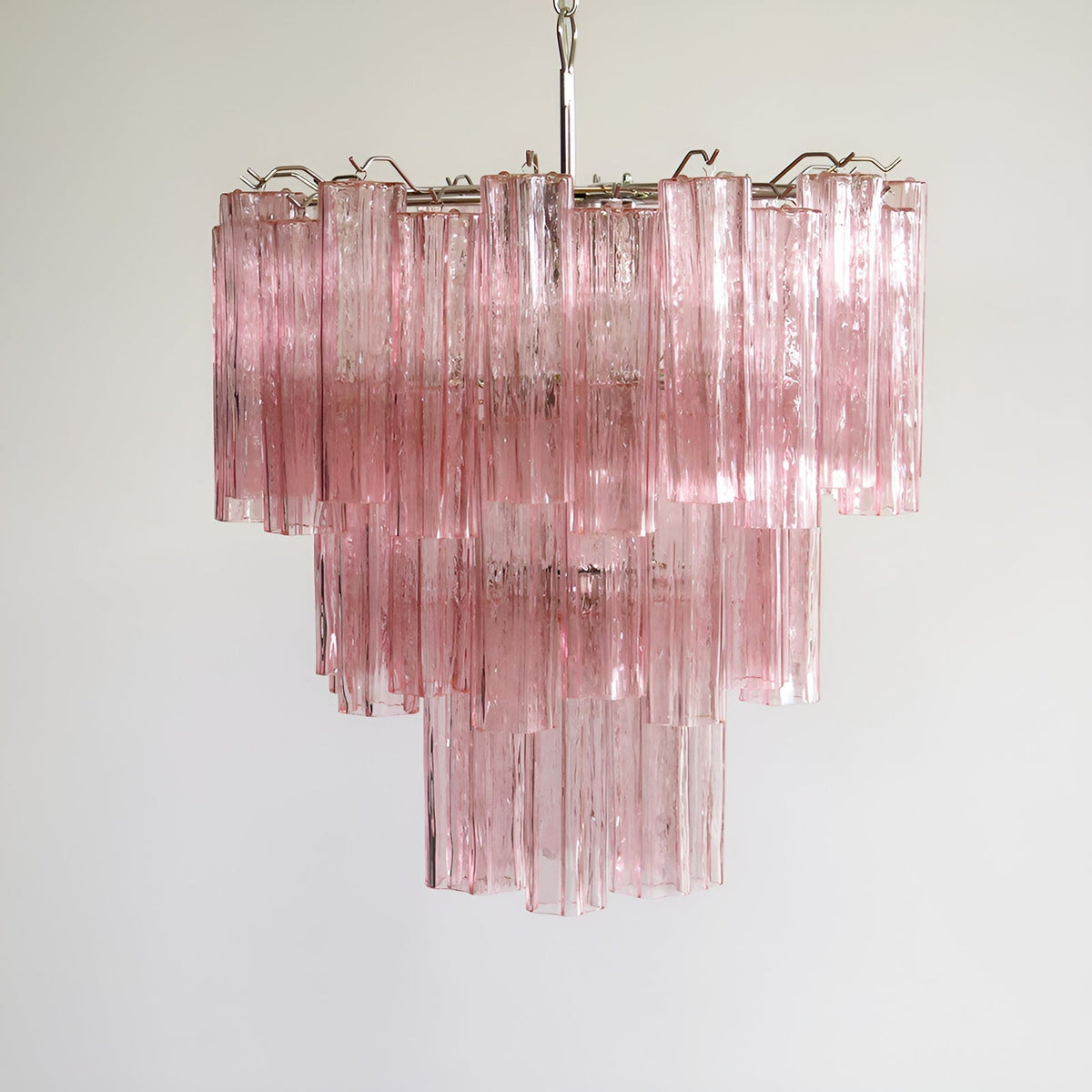 Aurora Chandelier Pink Glass Tubes Layered Modern